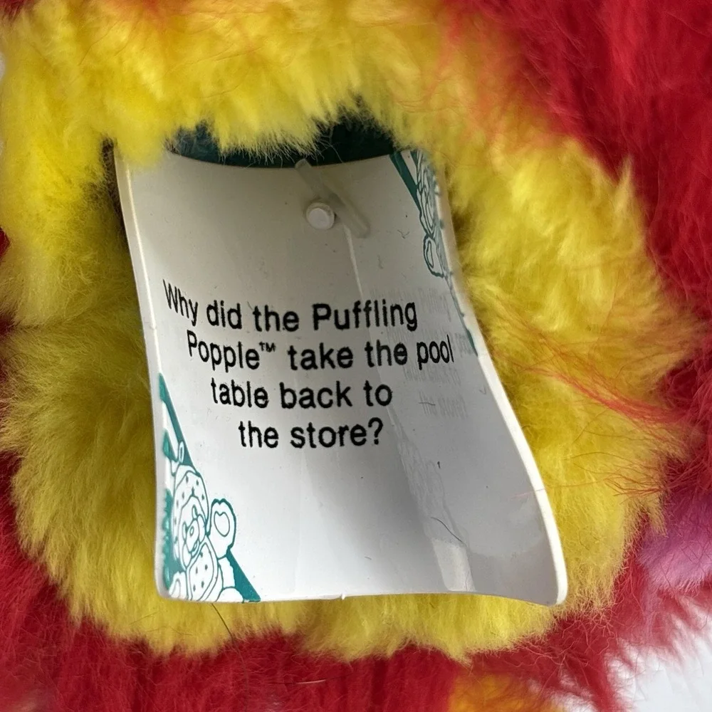 Vintage 1986 Mattel Popples Red Yellow Puffling Plush Stuffed Toy With Tags!